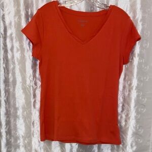 Liz Claiborne Red Fitted Short Sleeve Blouse Women’s Size Large 🔥 YB7